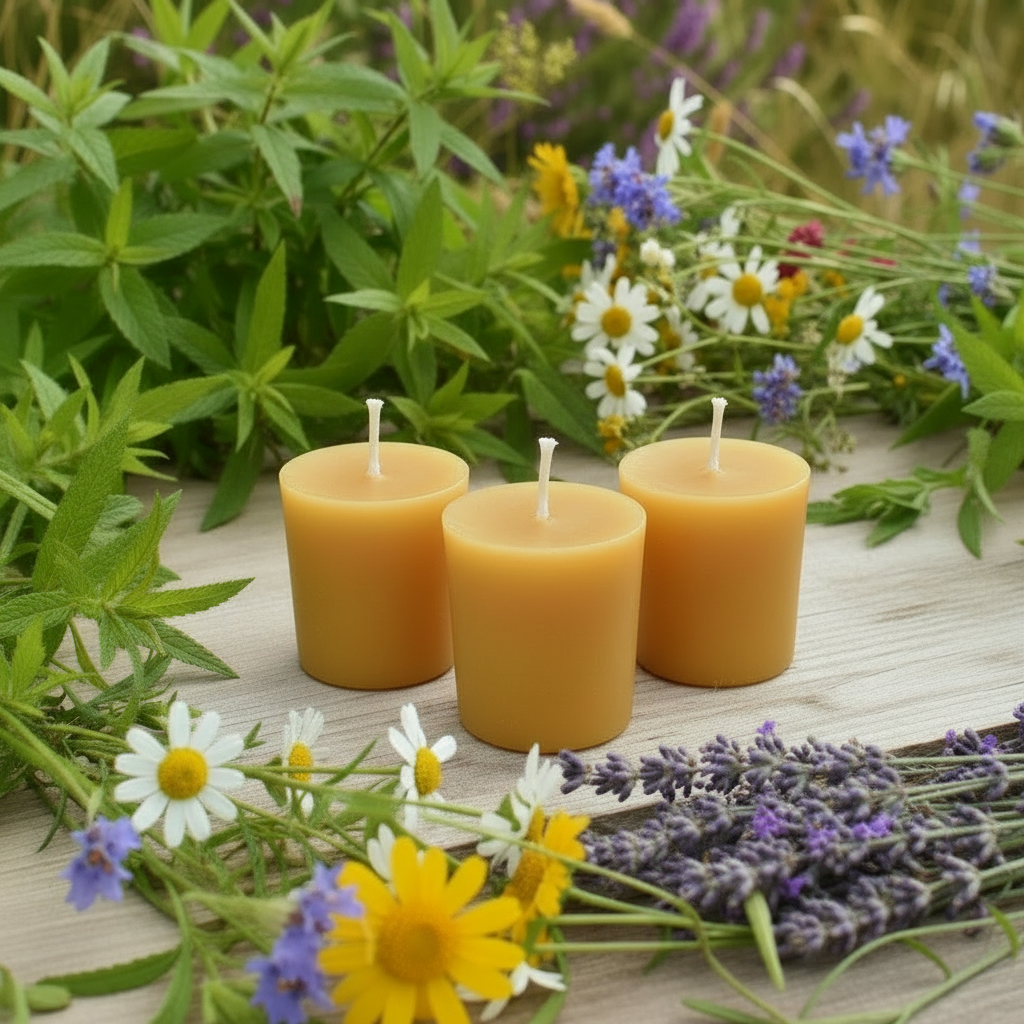 Beeswax Votive Candles — Prominent Wick