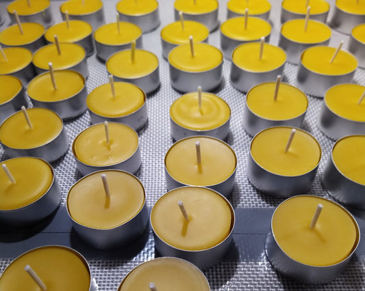 FREE delivery - Premium Handmade Beeswax Tea lights | 100% Pure Beeswax | Natural & Eco-Friendly | Cotton Wick | 3-5 Hour Burn Time