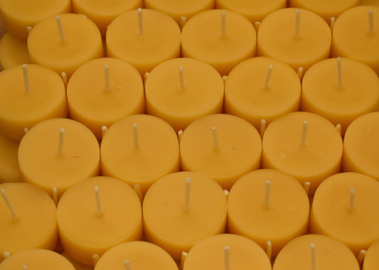 FREE DELIVERY - Straight from the bees, Premium handmade beeswax tealights candles Refills, Yellow beeswax. Cotton wick