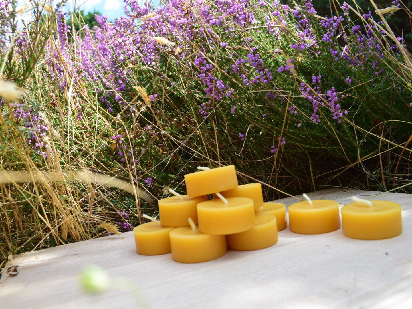 Straight from the bees, Premium handmade beeswax tealights candles Refills, Yellow beeswax. Cotton wick