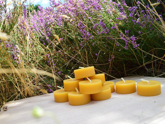 FREE DELIVERY - Straight from the bees, Premium handmade beeswax tealights candles Refills, Yellow beeswax. Cotton wick