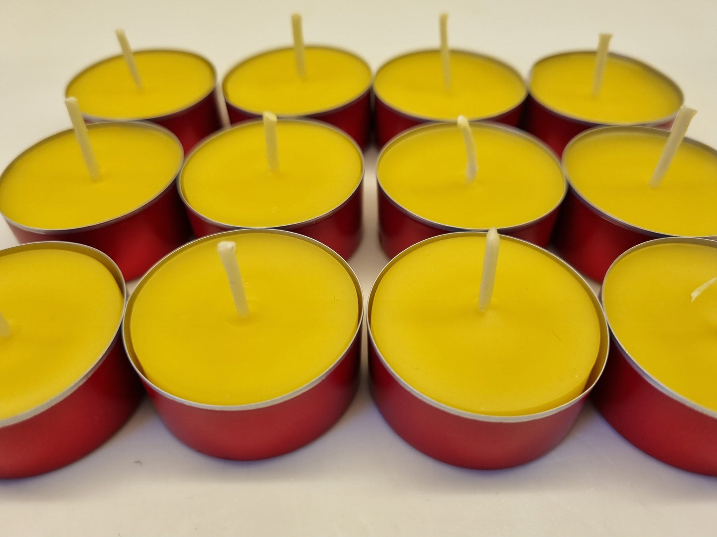 Straight from the bees, Premium handmade beeswax tea lights candles in red tins