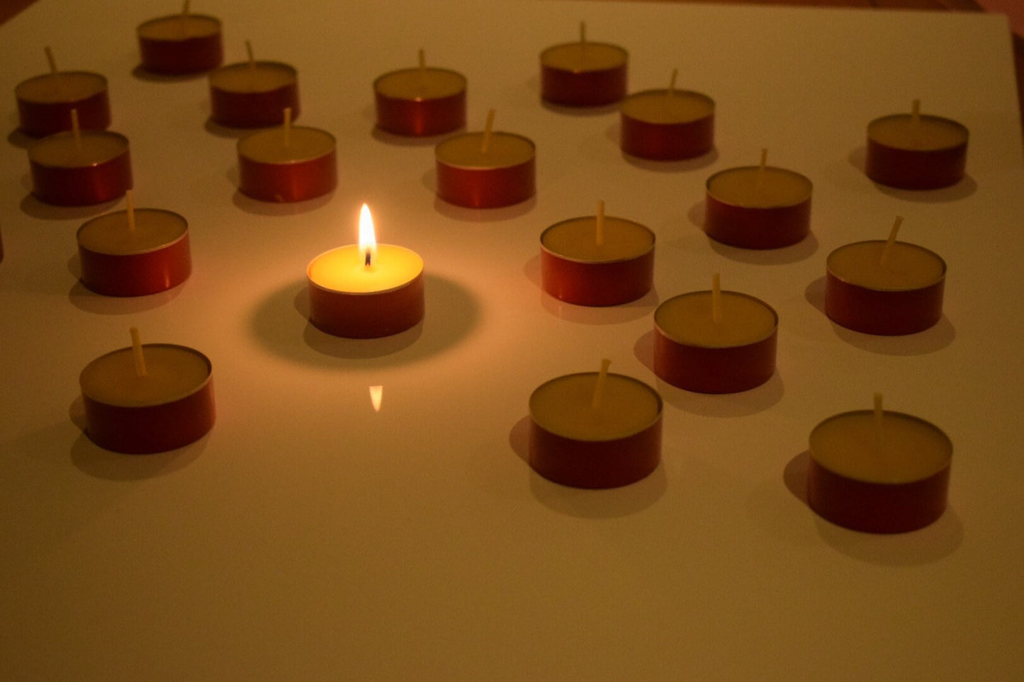 Straight from the bees, Premium handmade beeswax tea lights candles in red tins