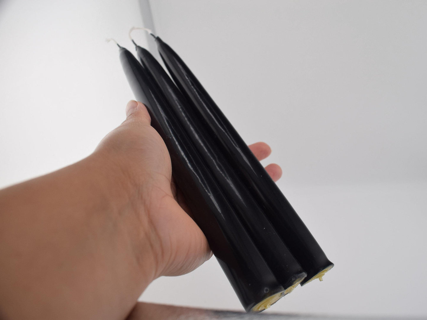 Set of 3 Black or Red coated beeswax hand dipped taper candles, free delivery, handmade in Dorset, UK
