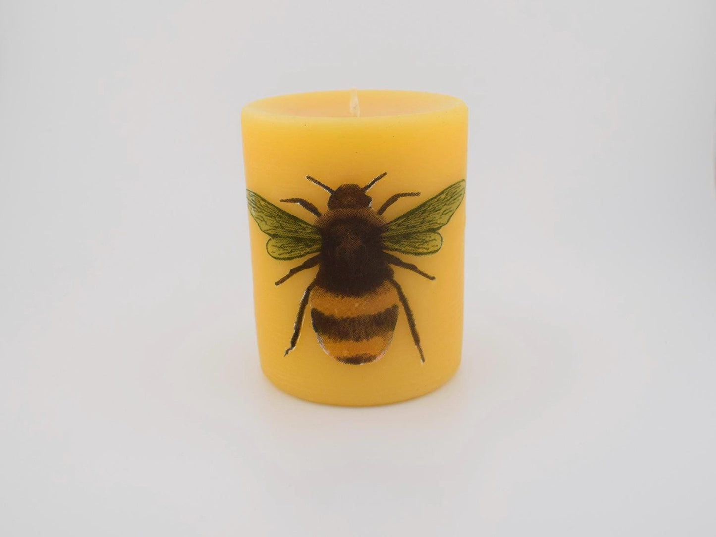 Large Pillar candles-Pure Dorset beeswax with a decoupage bee.